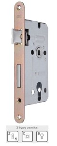 Zamek wpuszczany LOB Z65 60/50 w 3 wersjach 