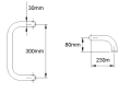 Pochwyt do drzwi dwustronny INOX stal nierdzewna M1 - schemat