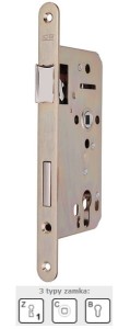 Zamek wpuszczany LOB Z755 72/55 w 3 wersjach